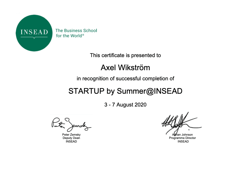 Insead Certificate pic
